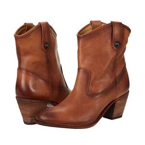 Frye Jackie Button Short Chestnut Leather Boots Womens sz 7